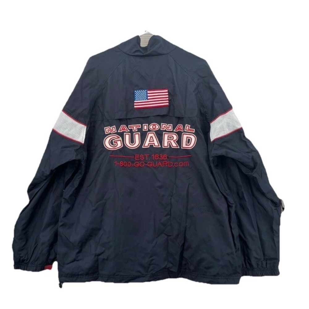 Army‎ National Guard Jacket Mens XL Navy Blue Zip Up Package Nylon USA Zip Up